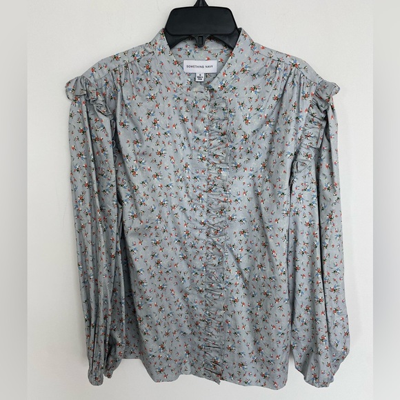 Something Navy floral ruffle blouse - Picture 4 of 7